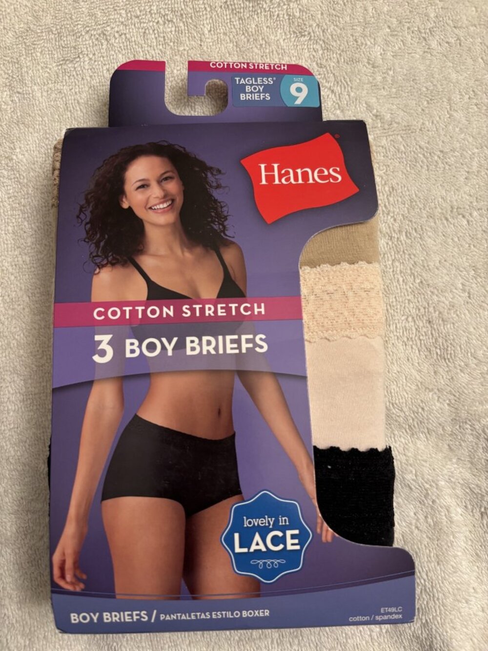 Hanes - lovely in lace - cotton stretch 3 boy briefs